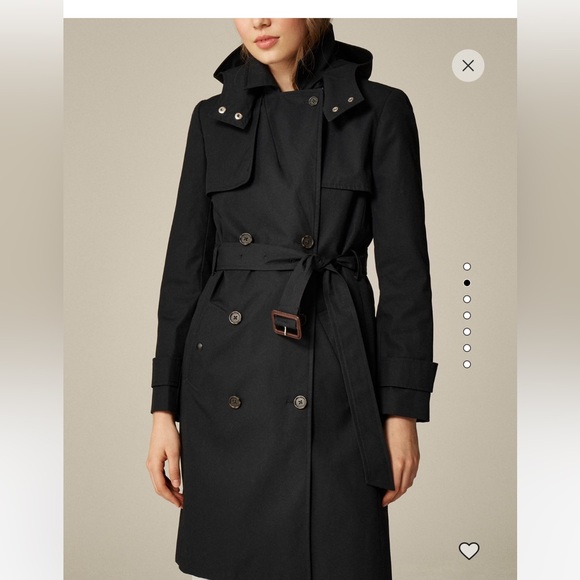 J.Crew | Icon trench coat with hood | Black | Size 8P - Picture 2 of 13